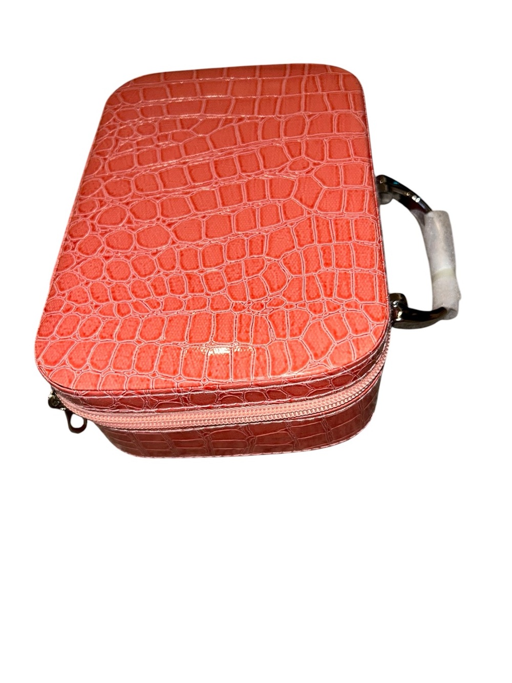 Coral Croc-Embossed Vanity Case